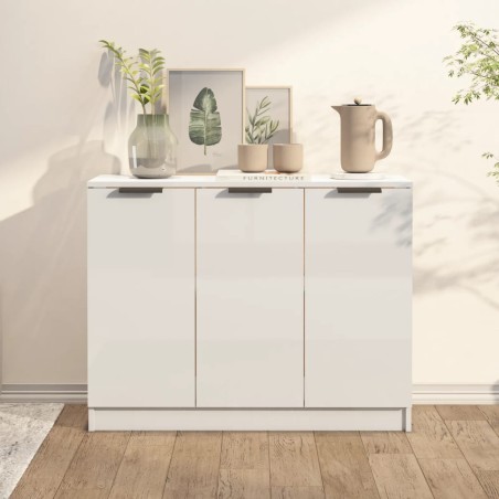 vidaXL Sideboard Hochglanz-Weiß 90,5x30x70 cm Holzwerkstoff