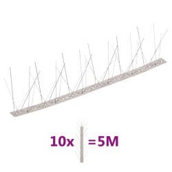 vidaXL 10-tlg. Taubenabwehr Spikes-Set Edelstahl 5 m 5-reihig