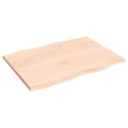 vidaXL Tischplatte 80x60x2 cm Massivholz Eiche Unbehandelt Baumkante