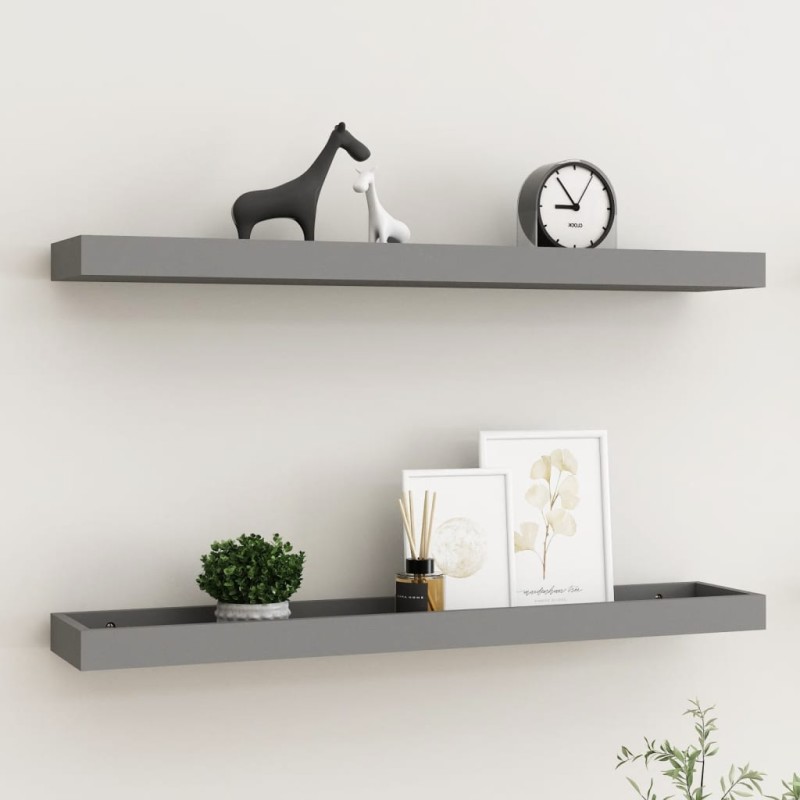 vidaXL Loggia Wandregale 2 Stk. Grau 80x15x4 cm MDF vidaXL Loggia Wandregale 2 Stk. Grau 80x15x4 cm MDF