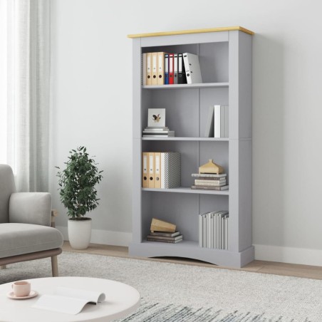 vidaXL Bücherschrank 4 Fächer Mexiko-Stil Kiefernholz Grau 81x29x150cm