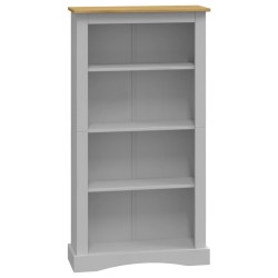 vidaXL Bücherschrank 4 Fächer Mexiko-Stil Kiefernholz Grau 81x29x150cm