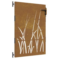 vidaXL Gartentor 85x150 cm Cortenstahl Gras-Design