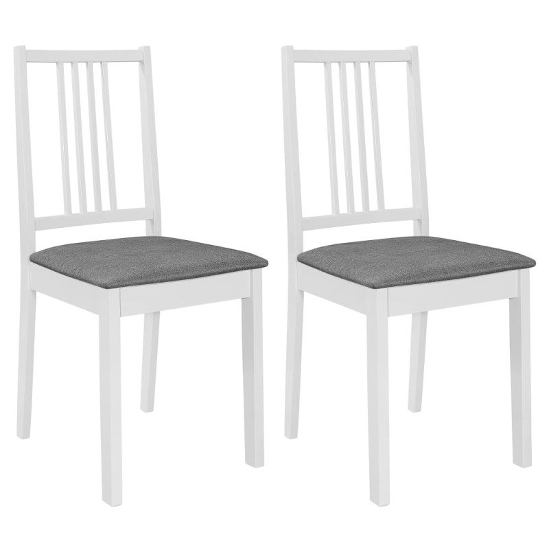 Esszimmerstühle mit Polstern 2 Stk. Weiß Massivholz Esszimmerstühle mit Polstern 2 Stk. Weiß Massivholz