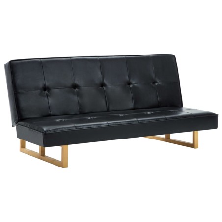 Schlafsofa Kunstleder Schwarz