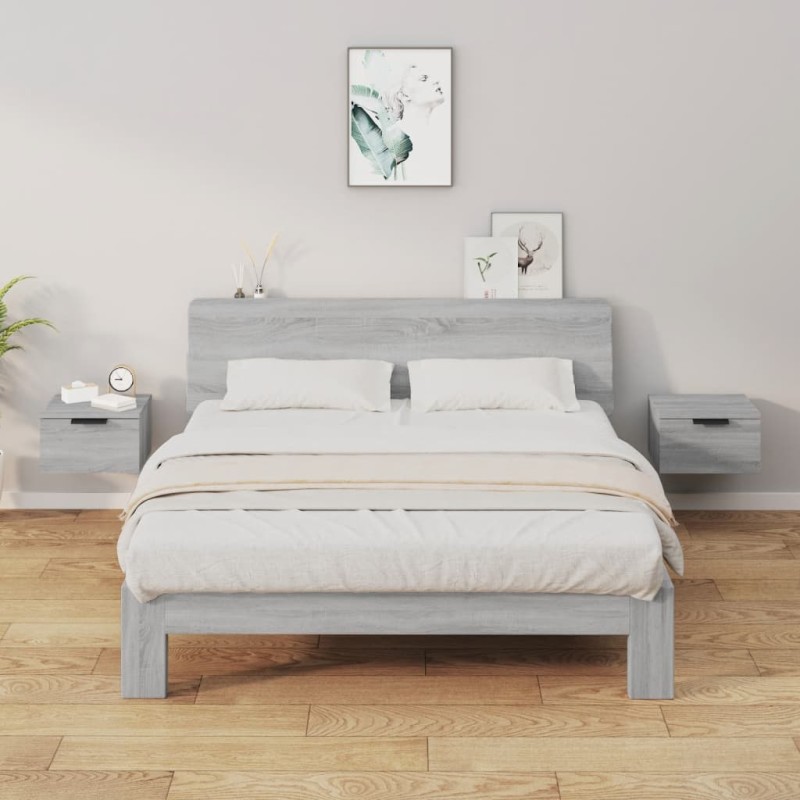 vidaXL Wand-Nachttische 2 Stk. Grau Sonoma 34x30x20 cm vidaXL Wand-Nachttische 2 Stk. Grau Sonoma 34x30x20 cm