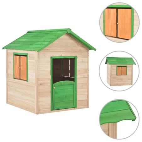 vidaXL Kinderspielhaus Tannenholz Grün
