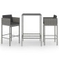 vidaXL 3-tlg. Gartenbar-Set mit Kissen Poly Rattan Grau vidaXL 3-tlg. Gartenbar-Set mit Kissen Poly Rattan Grau