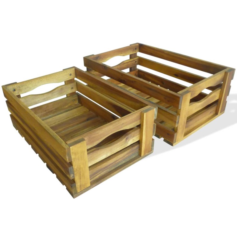 vidaXL Apfelkisten-Set 2 Stk. Akazienholz Massiv vidaXL Apfelkisten-Set 2 Stk. Akazienholz Massiv