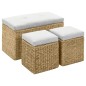 vidaXL Sitzbank mit 2 Ottomanen Seegras Grau vidaXL Sitzbank mit 2 Ottomanen Seegras Grau