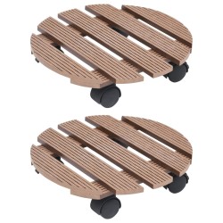 vidaXL Pflanzenroller 2 Stk. Braun Ø30x7,5 cm WPC