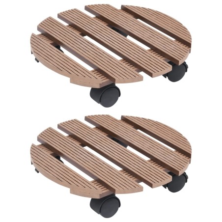 vidaXL Pflanzenroller 2 Stk. Braun Ø30x7,5 cm WPC