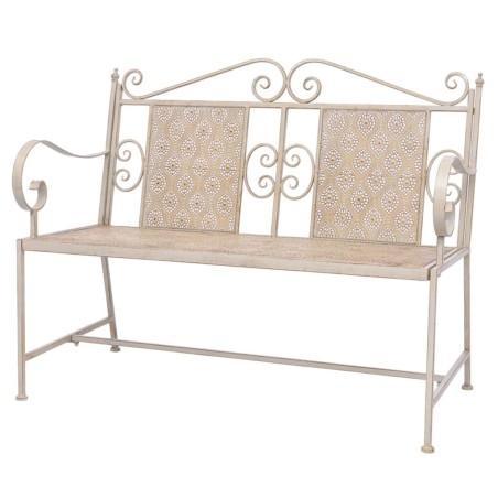 vidaXL Gartenbank 115 cm Stahl Vintage Weiß