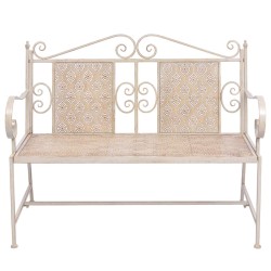 vidaXL Gartenbank 115 cm Stahl Vintage Weiß