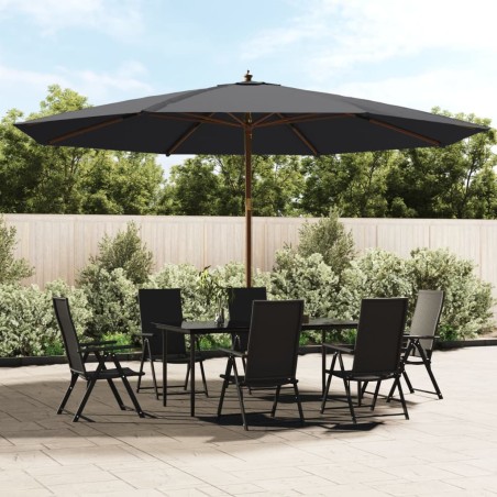 vidaXL Sonnenschirm mit Holzmast Schwarz 400x273 cm