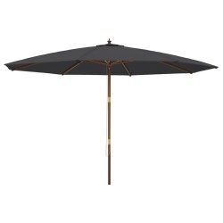 vidaXL Sonnenschirm mit Holzmast Schwarz 400x273 cm