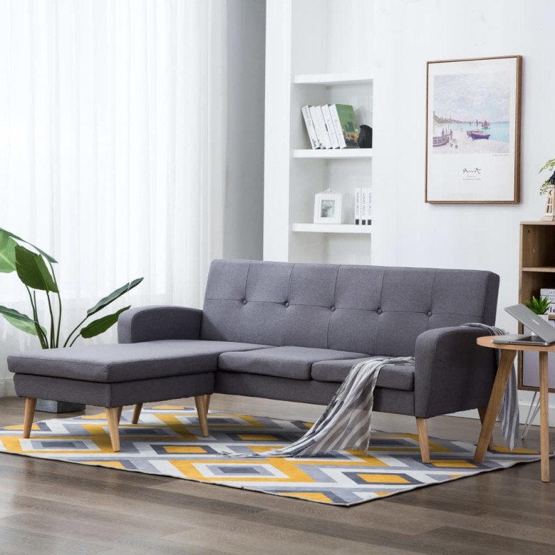 Sofa in L-Form Stoffbezug 186 x 136 x 79 cm Hellgrau Sofa in L-Form Stoffbezug 186 x 136 x 79 cm Hellgrau