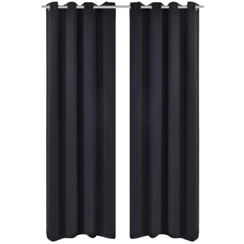 vidaXL Verdunkelungsvorhänge 2 Stk. mit Metallösen 135x175 cm Schwarz vidaXL Verdunkelungsvorhänge 2 Stk. mit Metallösen 135x175 cm Schwarz