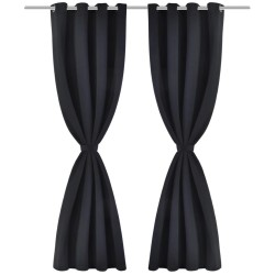 vidaXL Verdunkelungsvorhänge 2 Stk. mit Metallösen 135x175 cm Schwarz