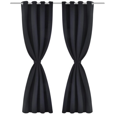 vidaXL Verdunkelungsvorhänge 2 Stk. mit Metallösen 135x175 cm Schwarz