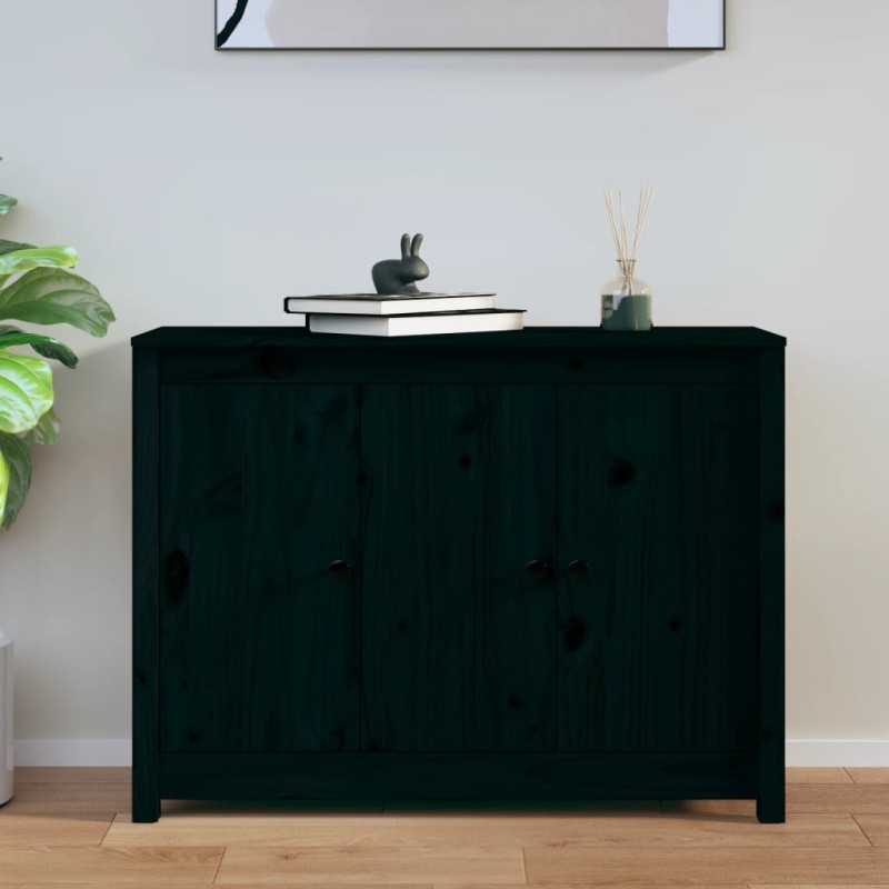 vidaXL Sideboard Schwarz 100x35x74 cm Massivholz Kiefer vidaXL Sideboard Schwarz 100x35x74 cm Massivholz Kiefer