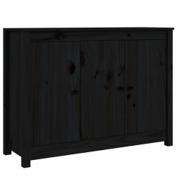 vidaXL Sideboard Schwarz 100x35x74 cm Massivholz Kiefer