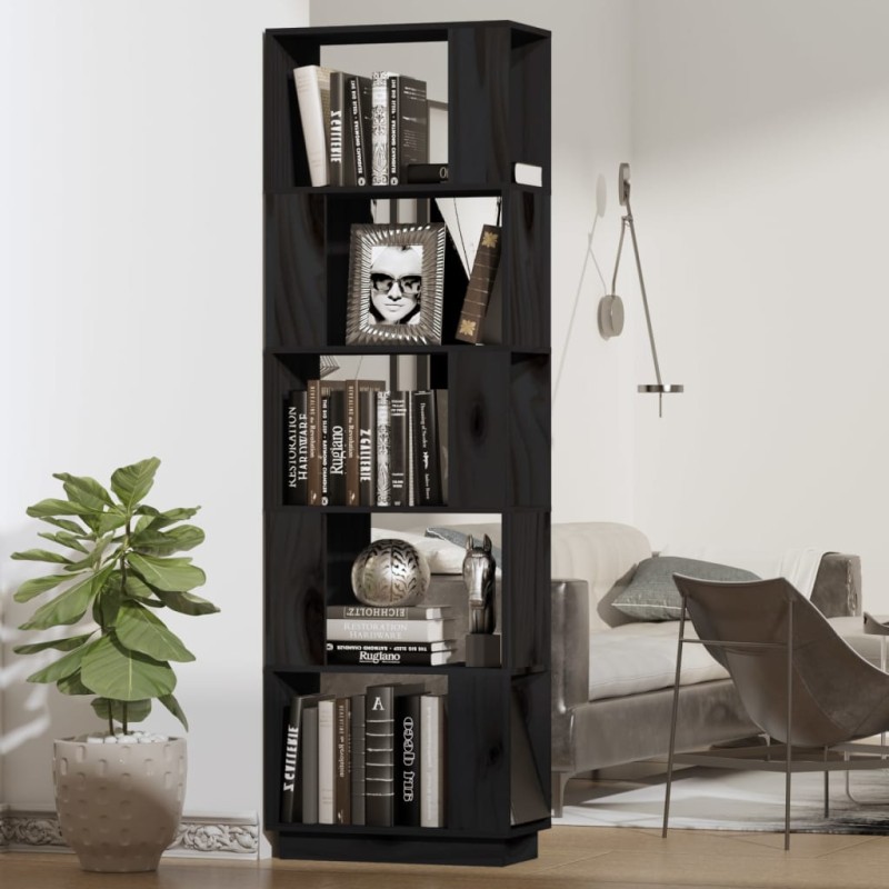 vidaXL Bücherregal/Raumteiler Schwarz 51x25x163,5 cm Massivholz Kiefer vidaXL Bücherregal/Raumteiler Schwarz 51x25x163,5 cm Massivholz Kiefer