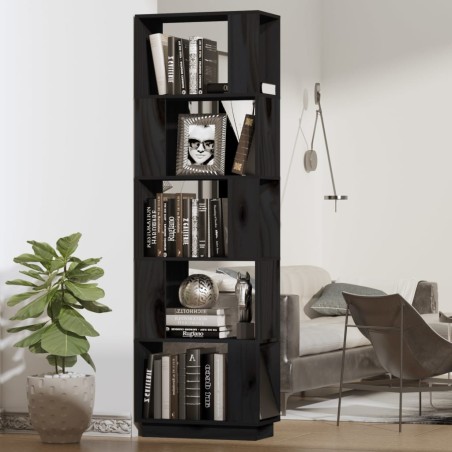 vidaXL Bücherregal/Raumteiler Schwarz 51x25x163,5 cm Massivholz Kiefer