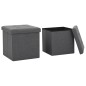Hocker mit Stauraum 2 Stk. Dunkelgrau Leinenoptik Hocker mit Stauraum 2 Stk. Dunkelgrau Leinenoptik