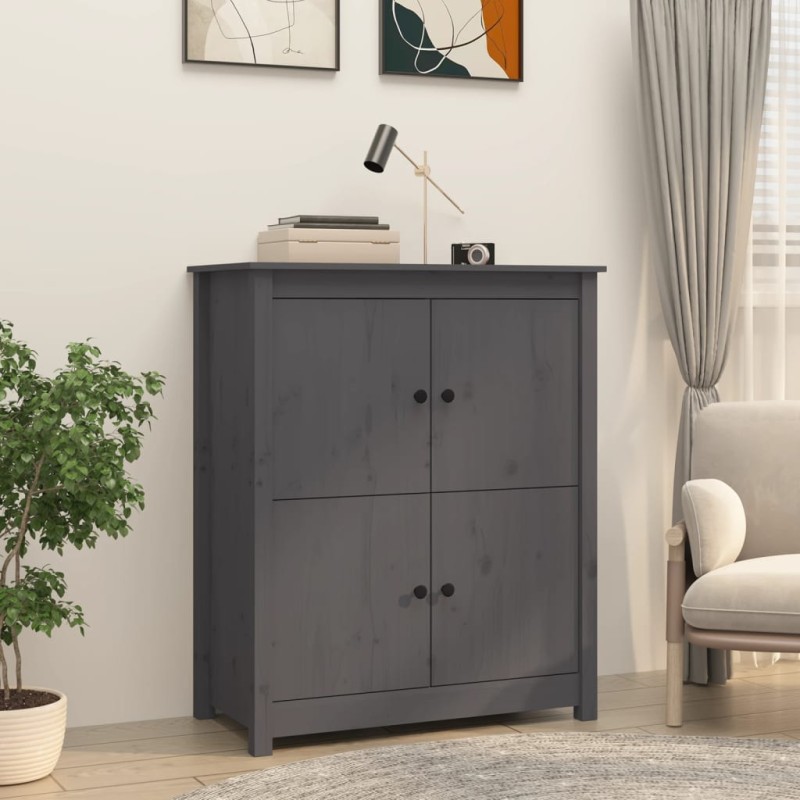 vidaXL Sideboard Grau 83x41,5x100 cm Massivholz Kiefer vidaXL Sideboard Grau 83x41,5x100 cm Massivholz Kiefer