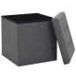 Hocker mit Stauraum 2 Stk. Dunkelgrau Leinenoptik Hocker mit Stauraum 2 Stk. Dunkelgrau Leinenoptik