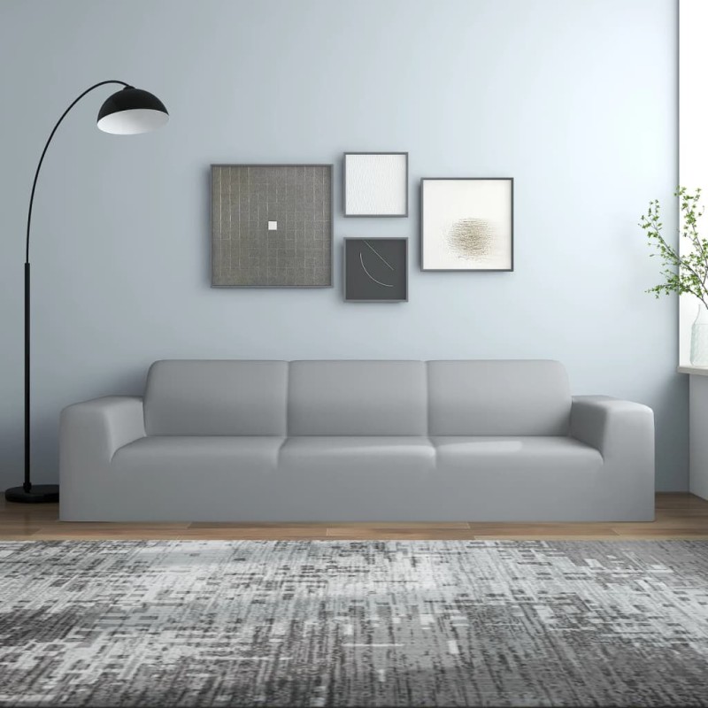 vidaXL Stretch Sofahusse 4-Sitzer Grau Polyester-Jersey vidaXL Stretch Sofahusse 4-Sitzer Grau Polyester-Jersey