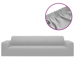 vidaXL Stretch Sofahusse 4-Sitzer Grau Polyester-Jersey  