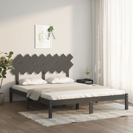 vidaXL Massivholzbett Grau 160x200 cm