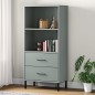 vidaXL Bücherregal OSLO mit 2 Schubladen Grau 60x35x128,5cm Massivholz vidaXL Bücherregal OSLO mit 2 Schubladen Grau 60x35x128,5cm Massivholz