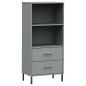 vidaXL Bücherregal OSLO mit 2 Schubladen Grau 60x35x128,5cm Massivholz vidaXL Bücherregal OSLO mit 2 Schubladen Grau 60x35x128,5cm Massivholz
