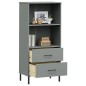 vidaXL Bücherregal OSLO mit 2 Schubladen Grau 60x35x128,5cm Massivholz vidaXL Bücherregal OSLO mit 2 Schubladen Grau 60x35x128,5cm Massivholz