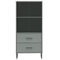 vidaXL Bücherregal OSLO mit 2 Schubladen Grau 60x35x128,5cm Massivholz vidaXL Bücherregal OSLO mit 2 Schubladen Grau 60x35x128,5cm Massivholz