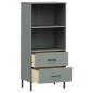 vidaXL Bücherregal OSLO mit 2 Schubladen Grau 60x35x128,5cm Massivholz vidaXL Bücherregal OSLO mit 2 Schubladen Grau 60x35x128,5cm Massivholz