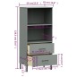 vidaXL Bücherregal OSLO mit 2 Schubladen Grau 60x35x128,5cm Massivholz vidaXL Bücherregal OSLO mit 2 Schubladen Grau 60x35x128,5cm Massivholz