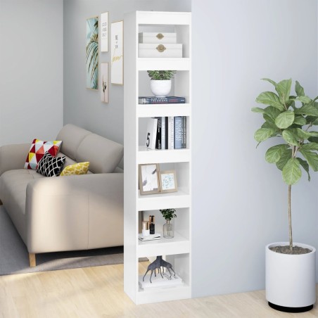 vidaXL Bücherregal/Raumteiler Hochglanz-Weiß 40x30x198 cm