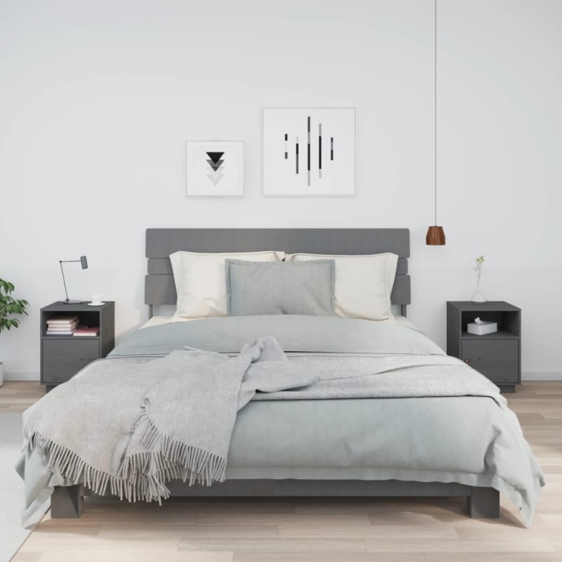 vidaXL Nachttische 2 Stk. Grau 40x34x55 cm Massivholz Kiefer vidaXL Nachttische 2 Stk. Grau 40x34x55 cm Massivholz Kiefer