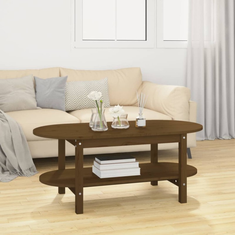 vidaXL Couchtisch Honigbraun 110x55x45 cm Massivholz Kiefer vidaXL Couchtisch Honigbraun 110x55x45 cm Massivholz Kiefer