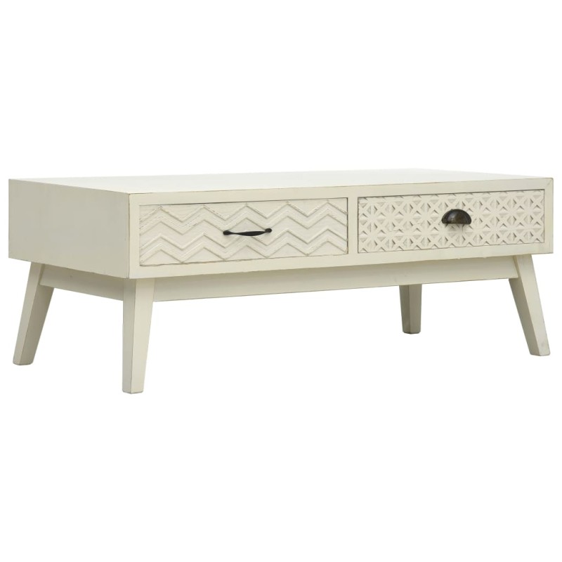 vidaXL Couchtisch mit 2 Schubladen Schnitzerei Grau 110x50x40 cm Holz vidaXL Couchtisch mit 2 Schubladen Schnitzerei Grau 110x50x40 cm Holz