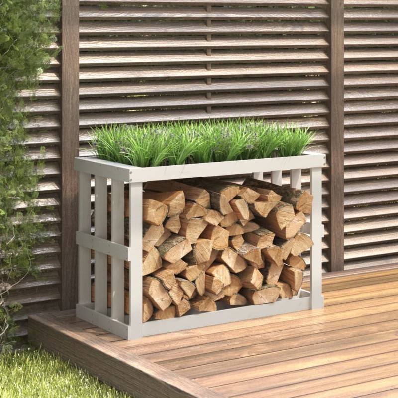 vidaXL Outdoor-Kaminholzregal Weiß 108x52x74 cm Massivholz Kiefer vidaXL Outdoor-Kaminholzregal Weiß 108x52x74 cm Massivholz Kiefer