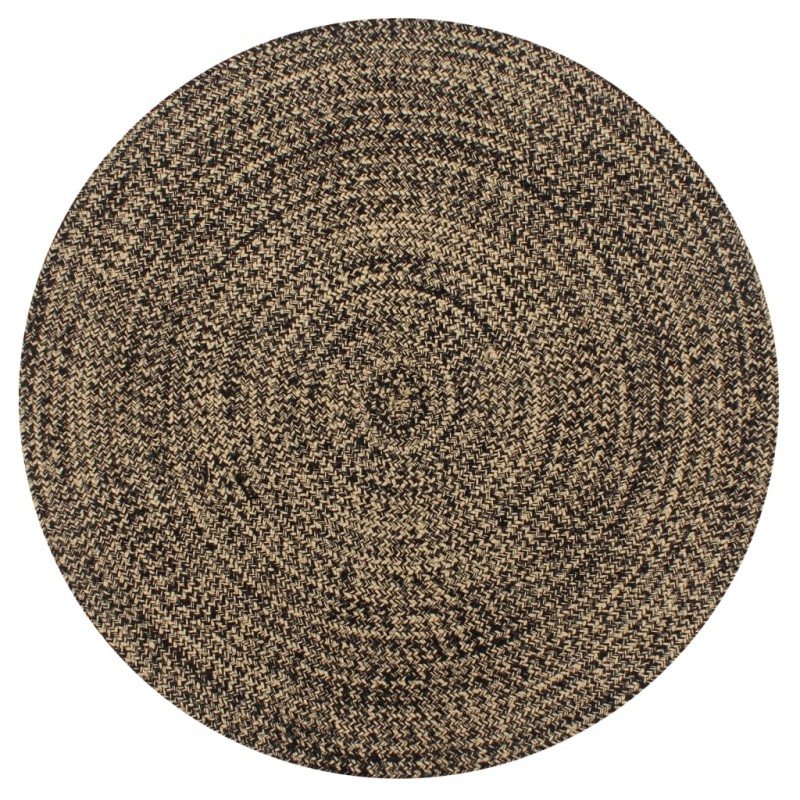 vidaXL Teppich Handgefertigt Jute Schwarz und Natur 150 cm vidaXL Teppich Handgefertigt Jute Schwarz und Natur 150 cm