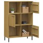 vidaXL Bücherregal OSLO Metallbeine Braun 90x35x128,5 cm Massivholz vidaXL Bücherregal OSLO Metallbeine Braun 90x35x128,5 cm Massivholz