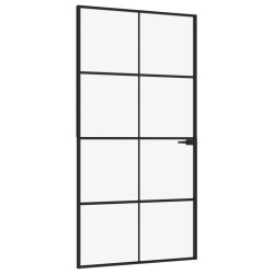 vidaXL Innentür Schwarz 102x201,5 cm Hartglas & Aluminium Schlank