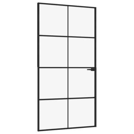 vidaXL Innentür Schwarz 102x201,5 cm Hartglas & Aluminium Schlank