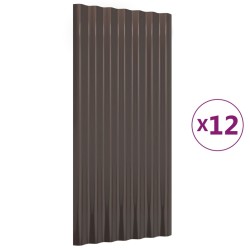 vidaXL Dachpaneele 12 Stk. Pulverbeschichteter Stahl Braun 80x36 cm